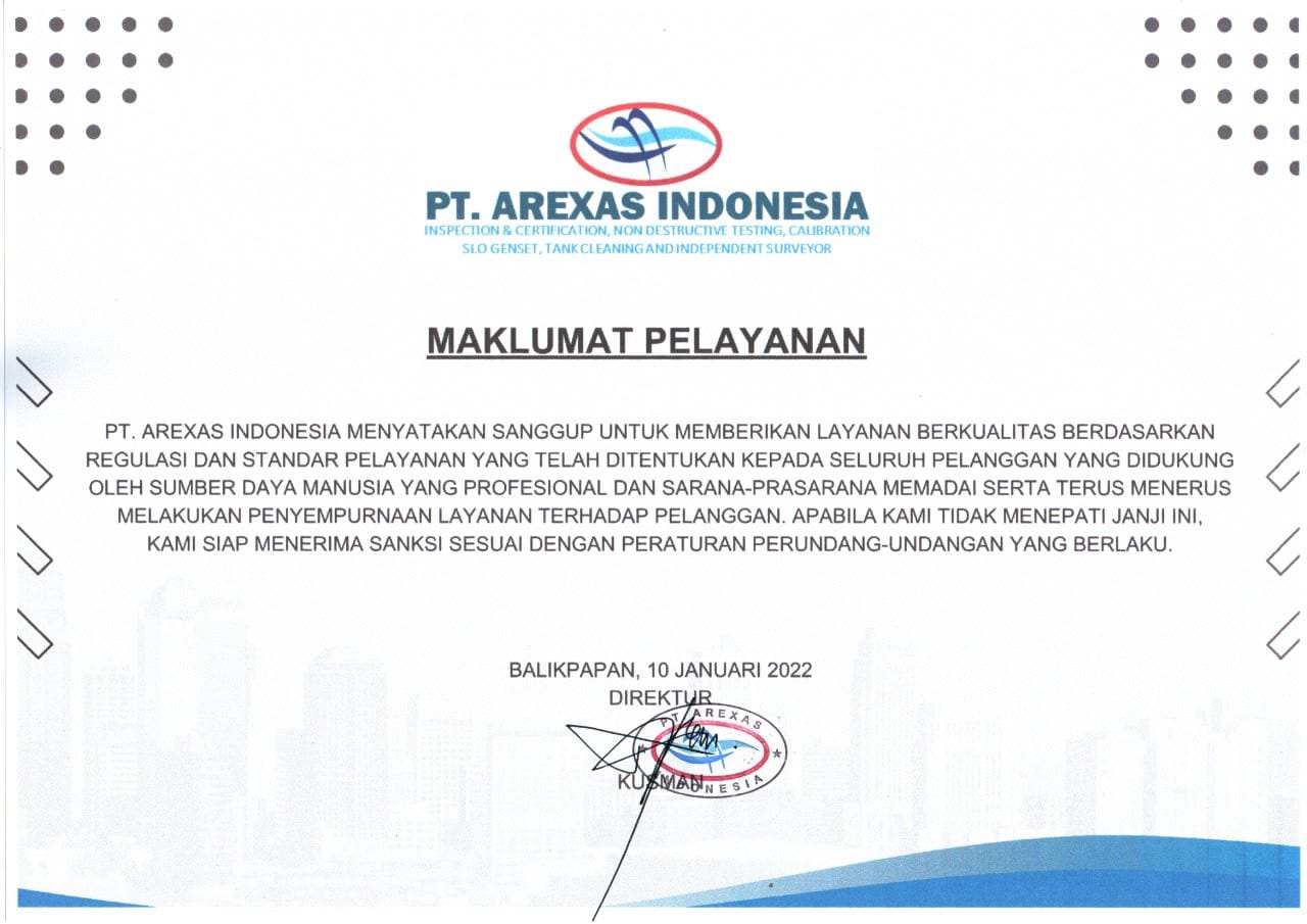 Maklumat Layanan Arexas Indonesia